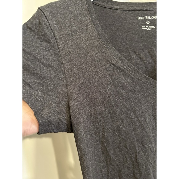 True Religion Women's Buddha Logo Script Deep V-Neck Tee T-Shirt‎ - Picture 5 of 7